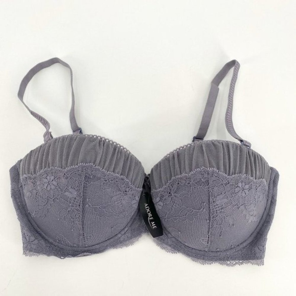 Adore Me Lace Underwire Bra - Gray